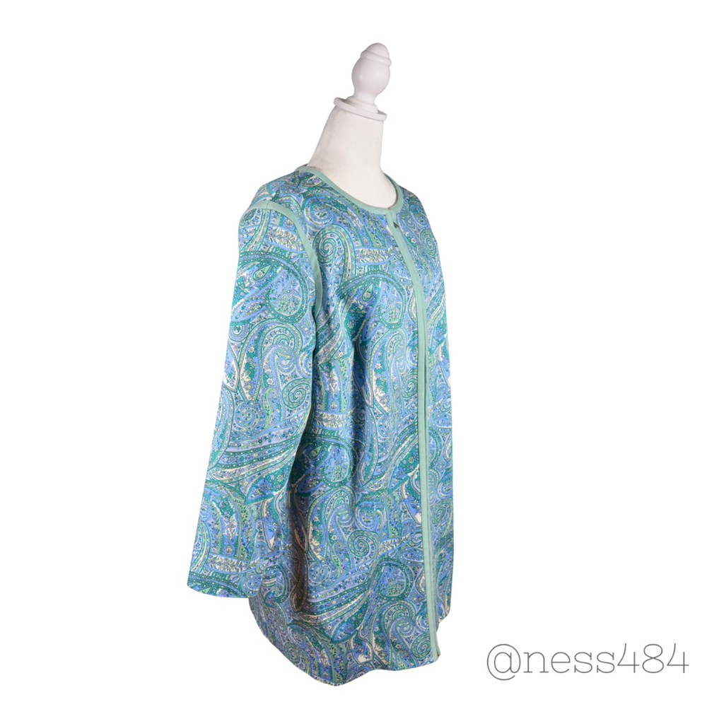 Women's Doncaster Jacket Size 16W‎ Blue Green Paisley Print